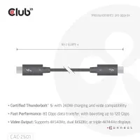 CLUB3D CAC-2501 Thunderbolt-kaabel 1 m 120 Gbit/s Must – pilt 7