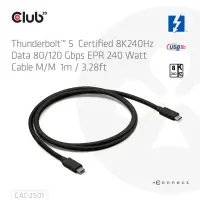 CLUB3D CAC-2501 Thunderbolt-kaabel 1 m 120 Gbit/s Must – pilt 14