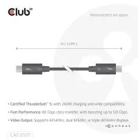 CLUB3D CAC-2501 Thunderbolt-kaabel 1 m 120 Gbit/s Must – pilt 17