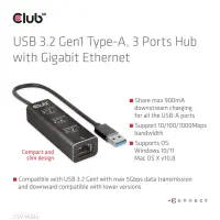 CLUB3D CSV-1430a Juhtmega ühendatud USB 3.2 Gen 1 (3.1 Gen 1) Type-A Must – pilt 2