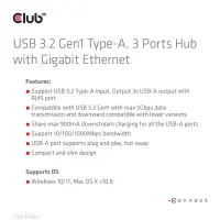 CLUB3D CSV-1430a Juhtmega ühendatud USB 3.2 Gen 1 (3.1 Gen 1) Type-A Must – pilt 3