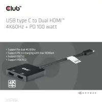 CLUB3D CSV-1558 videojagur USB tüüp-C 2x HDMI – pilt 2
