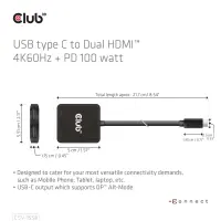 CLUB3D CSV-1558 videojagur USB tüüp-C 2x HDMI – pilt 4