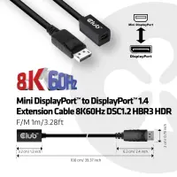 CLUB3D CAC-1120 DisplayPort-kaabel 1 m Mini DisplayPort Must
