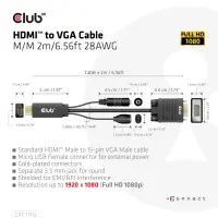 CLUB3D CAC-1712 videokaabliadapter 2 m VGA (D-Sub) + 3.5mm HDMI + Micro-USB Must – pilt 9