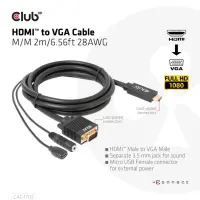 CLUB3D CAC-1712 videokaabliadapter 2 m VGA (D-Sub) + 3.5mm HDMI + Micro-USB Must – pilt 17