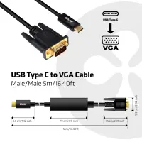 CLUB3D cac-1512 5 m USB tüüp-C VGA (D-Sub) Must