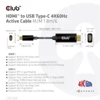CLUB3D CAC-1334 videokaabliadapter 1,8 m HDMI tüüp A (Standard) USB tüüp-C Must – pilt 13