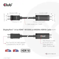 CLUB3D CAC-1087 videokaabliadapter 3 m DisplayPort HDMI Must – pilt 16