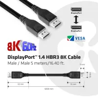 CLUB3D DisplayPort 1.4 HBR3 8K Cable M/M 5m /16.40ft – pilt 5