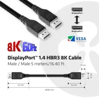 CLUB3D DisplayPort 1.4 HBR3 8K Cable M/M 5m /16.40ft – pilt 7