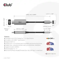 CLUB3D CAC-1587 videokaabliadapter 3 m USB Gen2 Type-C HDMI tüüp A (Standard) Must