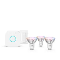 Philips Hue White and colour ambience Essential starter kit: 3 GU10 nutikat pirni (345 lm) + hämarduslüliti