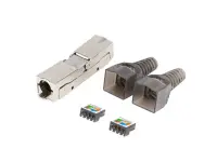 Lanberg | 2X RJ45 CAT6A FTP Plug 8P8C Tool-less Adapter | PL2SA-6000TL | Silver/Transparent