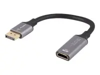 Lanberg Displayport (M) to HDMI (F) Adapter 8K on cable 20cm, Silver | AD-DP-HD-04