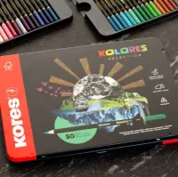 Värvipliiatsite komplekt KORES KOLORES, metallkarbis, 50 tk.