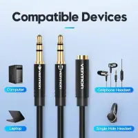 CABLE AUDIO 2X3.5MM TO 3.5MM/0.3M BBTBY VENTION – pilt 15