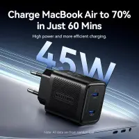 MOBILE CHARGER WALL 45W USB-C/2P BLACK FEFB0-EU VENTION – pilt 4