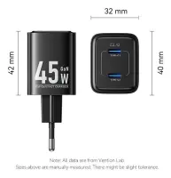MOBILE CHARGER WALL 45W USB-C/2P BLACK FEFB0-EU VENTION – pilt 7