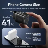 MOBILE CHARGER WALL 45W USB-C/2P BLACK FEFB0-EU VENTION – pilt 12