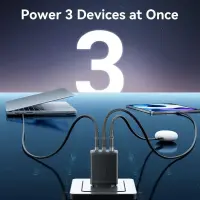 MOBILE CHARGER WALL 65W USB/3P BLACK FERB0-EU VENTION – pilt 3