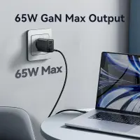 MOBILE CHARGER WALL 65W USB/3P BLACK FERB0-EU VENTION – pilt 8