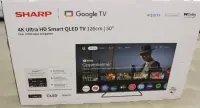SALE OUT. Sharp 50HP6265E 50" (126cm) QLED 4K Ultra HD Google TV, Dolby Vision, Dolby Atmos, Central Stand | Sharp 50HP6265E | 50 | Smart TV | Google TV | UHD | Black | DAMAGED PACKAGING