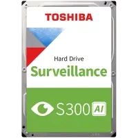 HDD Video Surveillance TOSHIBA S300 AI 8TB CMR, 3.5'', 512MB, 7200RPM, SATA, 64 cameras, 24/7, TBW: 550