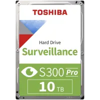 HDD Video Surveillance TOSHIBA S300 PRO 10TB CMR, 3.5'', 512MB, 7200RPM, SATA, 64 cameras, 24/7, TBW: 300