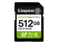 Kingston Canvas Select Plus | 512 GB | SD | Flash memory class Class 10, UHS-I, U1/U3, Video Class 10/30