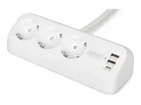 Digitus 3-way office socket strip with 2x USB-A and 1x USB-C connections | DA-70626