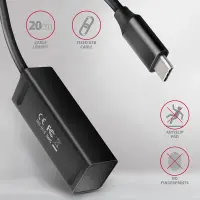 Axagon HUE-M1C jaotur USB 3.2 Gen 1 (3.1 Gen 1) Type-C 5000 Mbit/s Must – pilt 3