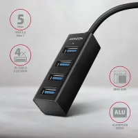 Axagon HUE-M1C jaotur USB 3.2 Gen 1 (3.1 Gen 1) Type-C 5000 Mbit/s Must – pilt 5