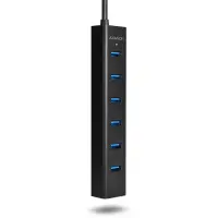 Axagon HUE-SA7BP jaotur USB 3.2 Gen 1 (3.1 Gen 1) Type-A 5000 Mbit/s Must – pilt 23