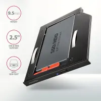 AXAGON Optical disk drive caddy for 2.5“ SSD/HDD. LED, 9.5 mm, Aluminum | RSS-CD09 – pilt 2