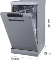 Gorenje Dishwasher | GS522E10S | Built under | Width 44.8 cm | Number of place settings 10 | Number of programs 6 | Energy efficiency class Class E | Grey – pilt 6