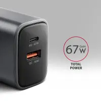 AXAGON Wall charger 67W, 2x port (USB-A + USB-C) PD3.0/PPS/QC4+/SFC 2.0/Apple | ACU-PQ67 – pilt 2