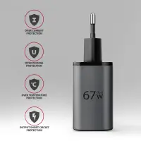 AXAGON Wall charger 67W, USB-A + USB-C, PD3.0/PPS/QC4+/SF | ACU-PQ67D – pilt 5