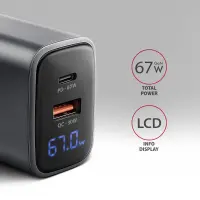 AXAGON Wall charger 67W, USB-A + USB-C, PD3.0/PPS/QC4+/SF | ACU-PQ67D – pilt 7