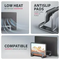 Axagon STND-VG Vertikaler Laptop-Ständer, einstellbare Breite, Aluminium Sülearvuti ja tahvelarvuti alus Hall 43,9 cm (17.3") – pilt 10