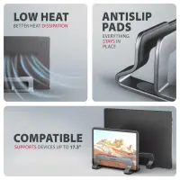Axagon STND-VG Vertikaler Laptop-Ständer, einstellbare Breite, Aluminium Sülearvuti ja tahvelarvuti alus Hall 43,9 cm (17.3") – pilt 14