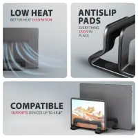 Axagon STND-VB Vertikaler Laptop-Ständer, einstellbare Breite, Aluminium Sülearvuti ja tahvelarvuti alus Must 43,9 cm (17.3") – pilt 21