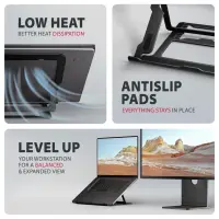 Axagon STND-LAB Laptop-Ständer, höhenverstellbar, faltbar, Aluminium Sülearvuti ja tahvelarvuti alus Must 43,9 cm (17.3")