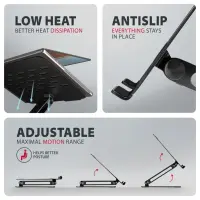 Axagon STND-LQB Laptop-Ständer, Doppelgelenk, höhenverstellbar, faltbar Sülearvuti ja tahvelarvuti alus Must 43,9 cm (17.3")