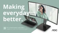 AOC CU34P3CV PC lamekuvar 86,4 cm (34") 3440 x 1440 pikslit UltraWide Quad HD LED Must – pilt 2
