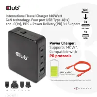 CLUB3D CAC-1917 mobiilseadme laadija Universaalne Must Vahelduvvool Kiirlaadimine Hoonesisene – pilt 5
