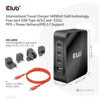 CLUB3D CAC-1917 mobiilseadme laadija Universaalne Must Vahelduvvool Kiirlaadimine Hoonesisene – pilt 11