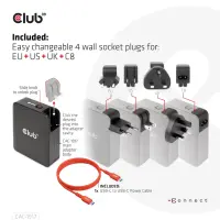 CLUB3D CAC-1917 mobiilseadme laadija Universaalne Must Vahelduvvool Kiirlaadimine Hoonesisene – pilt 13
