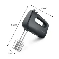 Philips Hand mixer | HR3739/00 5000 Series | Hand Mixer | 400 W | Number of speeds 5 | Turbo mode | Black