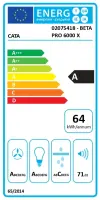 CATA BETA PRO 6000 X | Hood | Wall mounted | Energy efficiency class A | Width 60 cm | 990 m³/h | Mechanical control | LED | Stainless steel